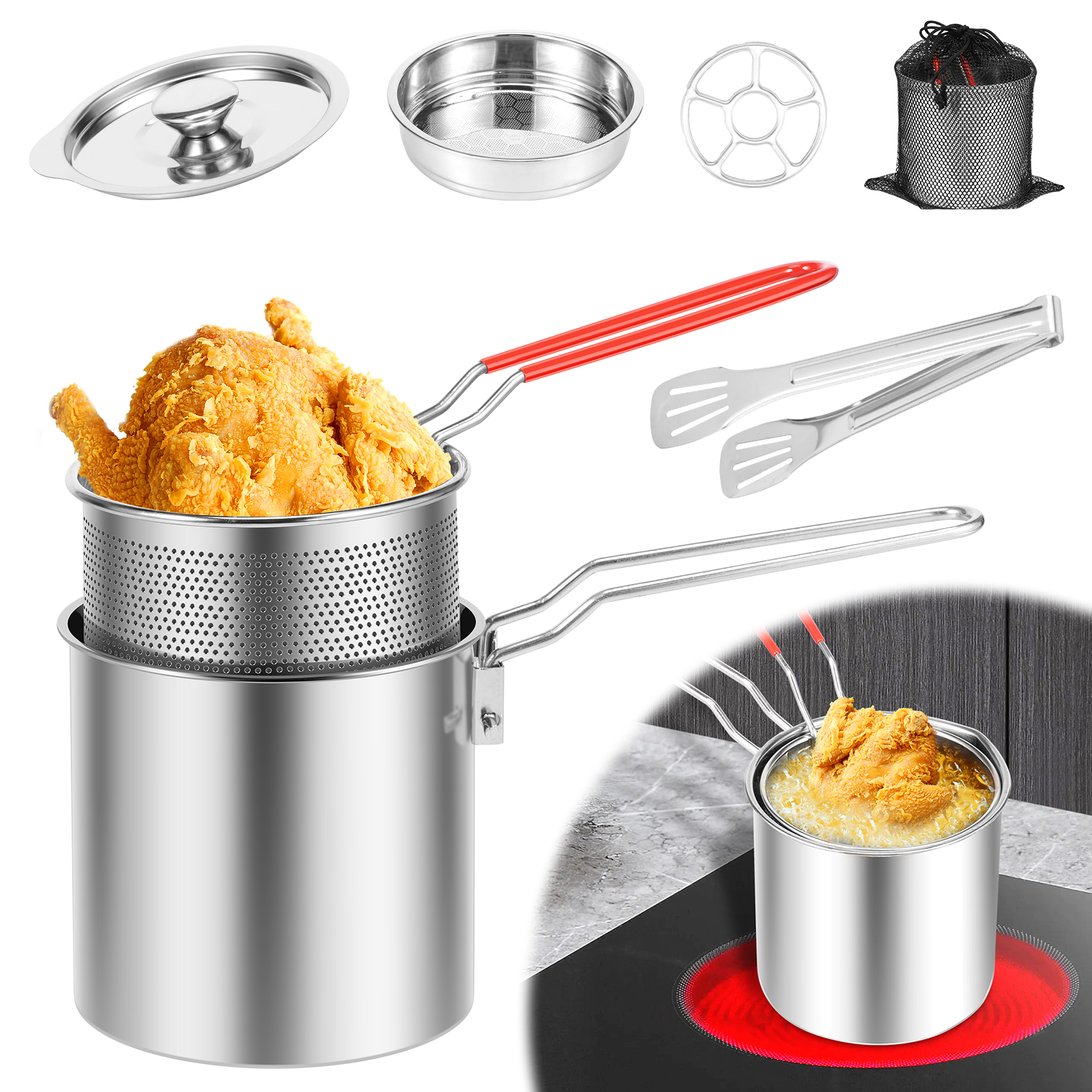 Deep Fryer Pots Stainless Stee - Home Cooking Oil ulasan dan harga