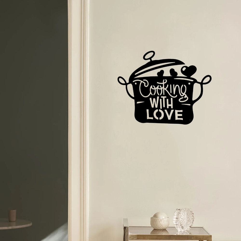 Black Metal Kitchen Pot Sign C - Home Cooking Food ulasan dan harga