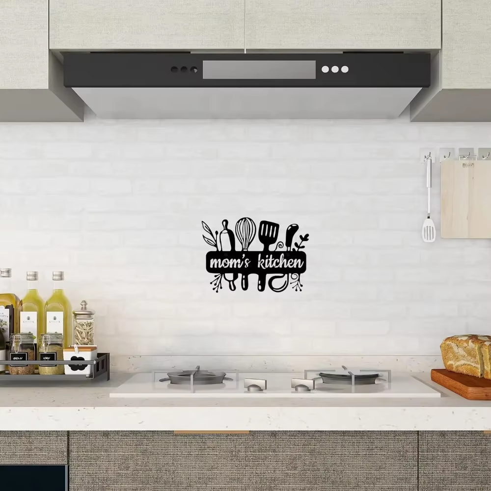 Black Metal Kitchen Pot Sign C - Home Cooking Food ulasan dan harga