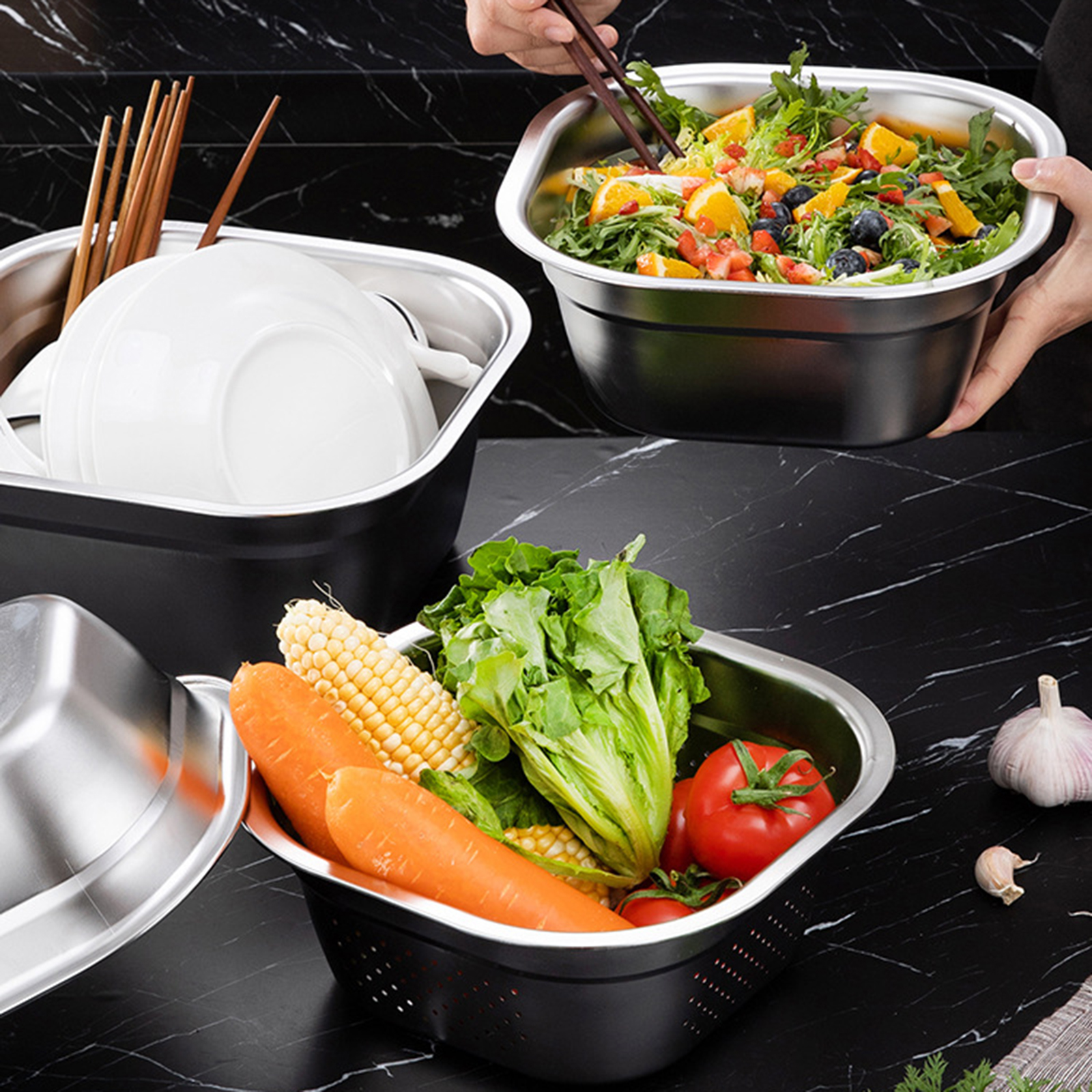 Stainless Steel Square Basin V - Home Cooking Food ulasan dan harga