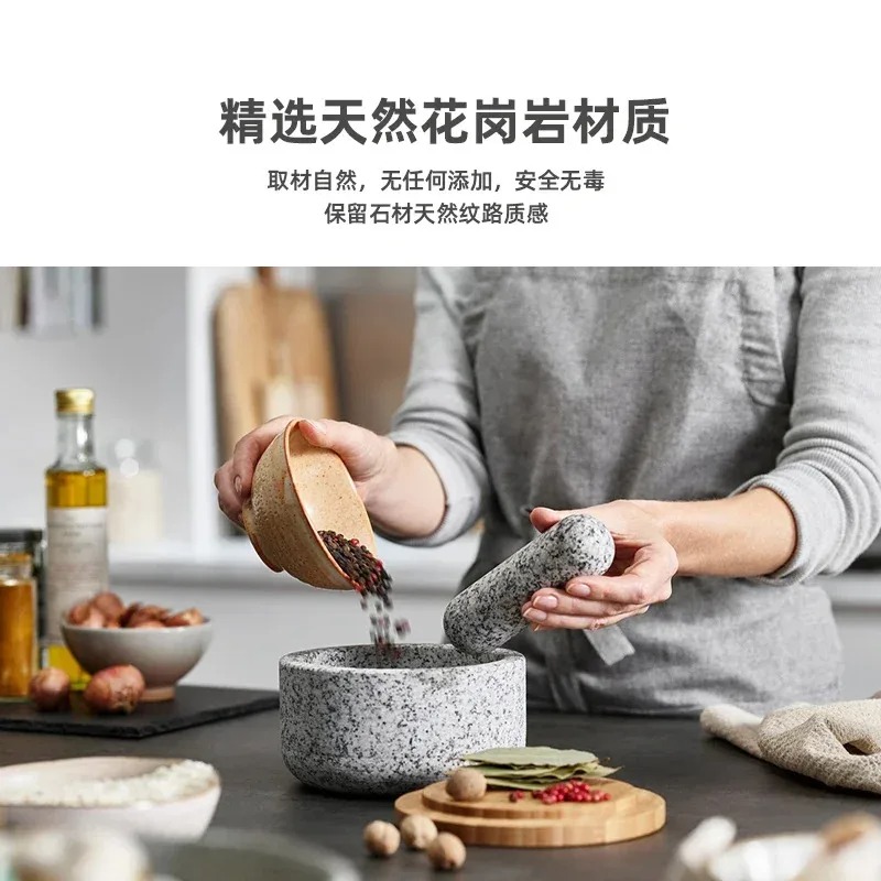 Garlic masher bamboo cover gra - Mortar Pestle Granite ulasan dan harga